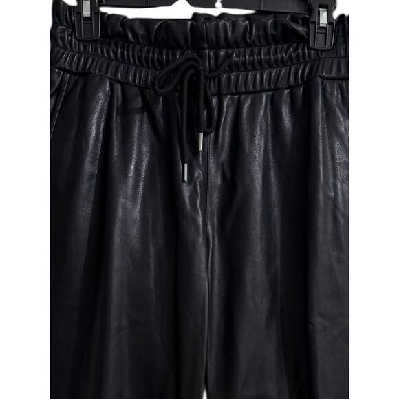 7 For All Mankind Black Faux Leather Joggers Elastic Waist Versatile Small - Picture 5 of 9